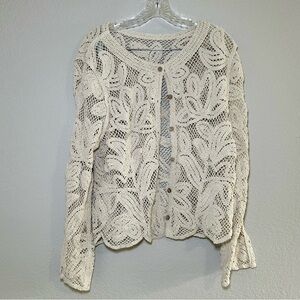 Cream Lace Cardigan women’s xxl boho festival minimal coquette girl feminine